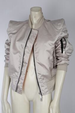 Unravel Project Ben Taverniti Beige Satin Jacket Shoulder Pad Bomber SZ 40 $1800